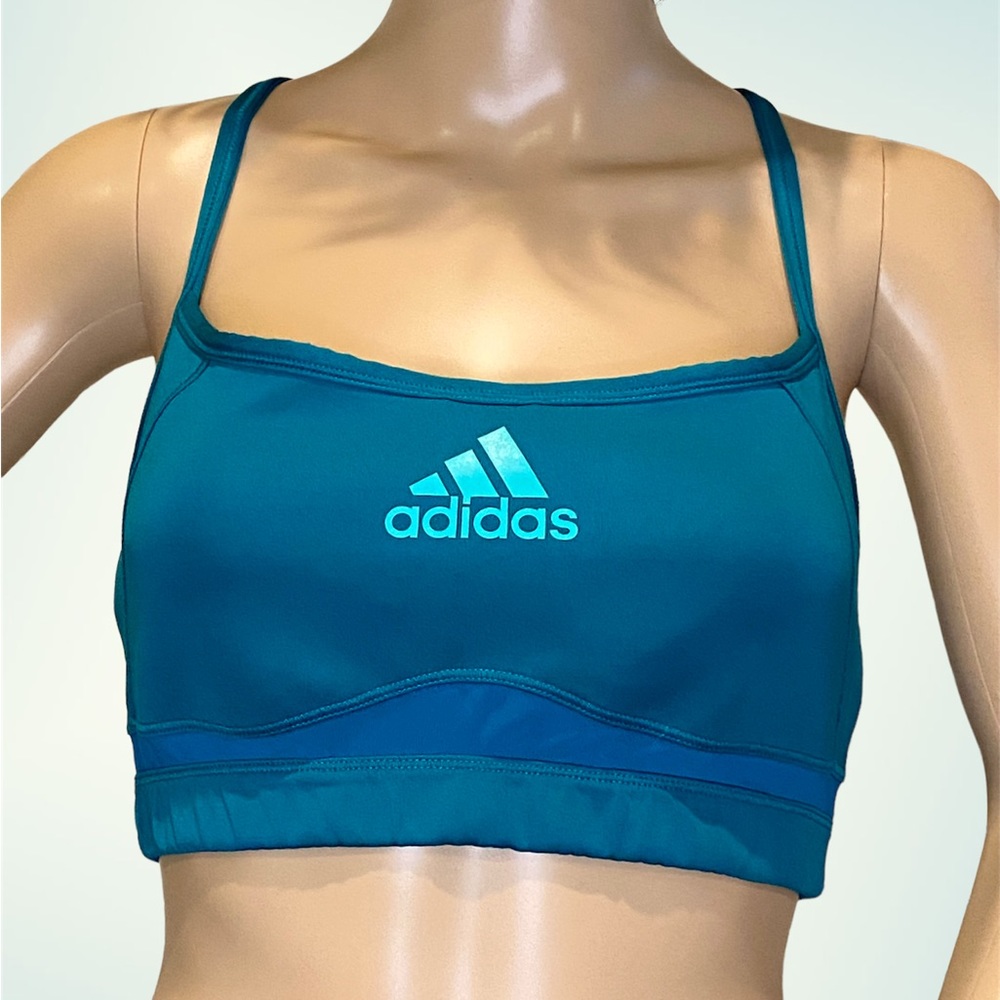 Adidas Green ClimaCool Sports Bra Criss-Cross Straps Mesh Panels Size Medium EUC